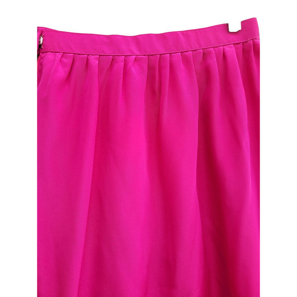 Vintage Pink Black Side Zip Ruffle Lined Barbiecore Flared Gathered Midi Skirt - Picture 9 of 10